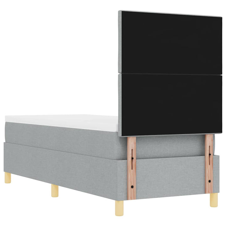 LED Box Spring Bed med madras Lysegrå 80 x 200 cm Stof