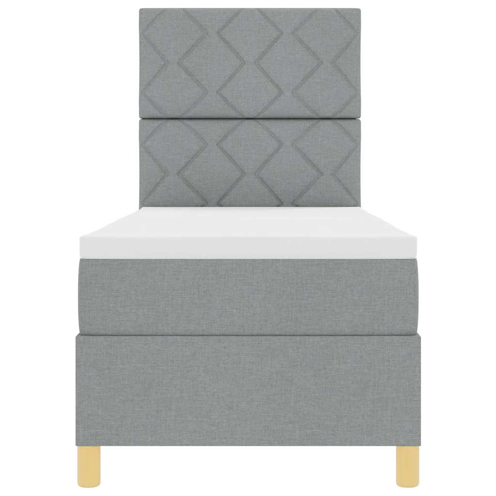 LED Box Spring Bed med madras Lysegrå 80 x 200 cm Stof