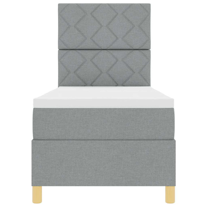 LED Box Spring Bed med madras Lysegrå 80 x 200 cm Stof