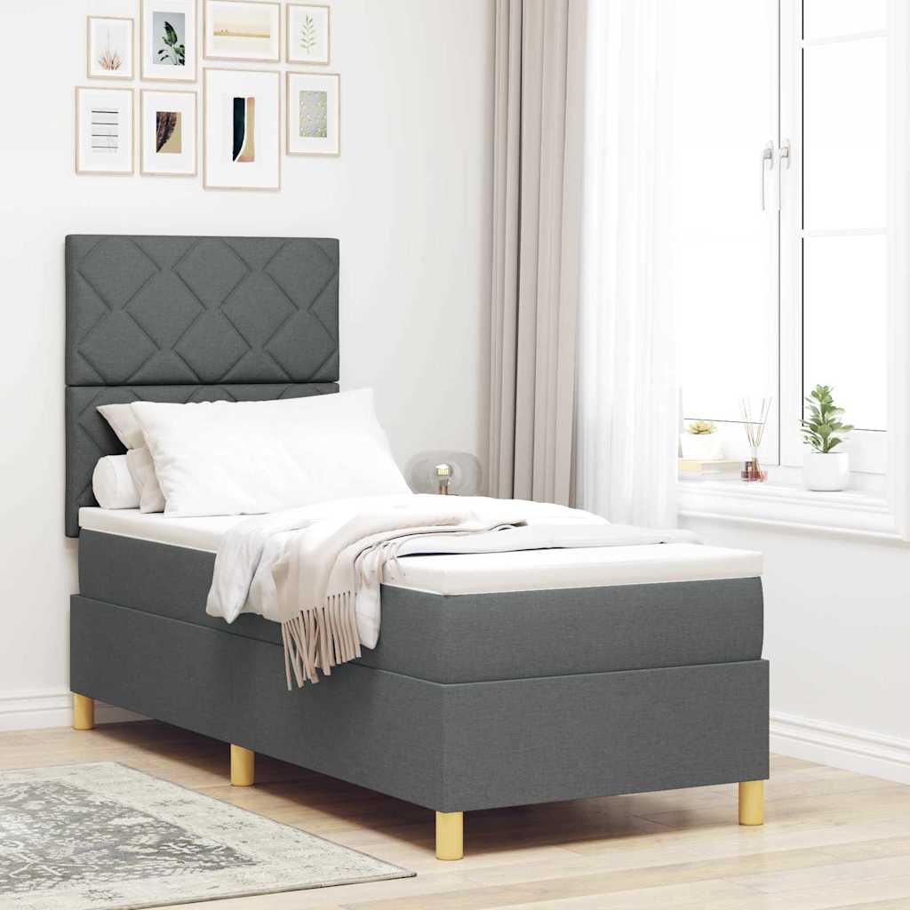 LED Box Spring Bed med hovedgærde Mørkegrå 80 x 200 cm Stof