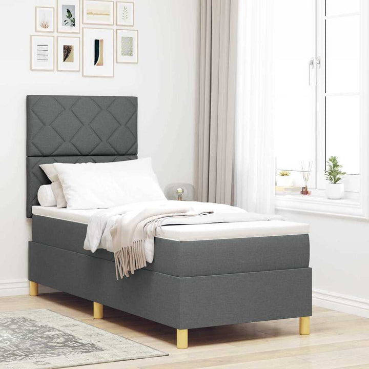 LED Box Spring Bed med hovedgærde Mørkegrå 80 x 200 cm Stof