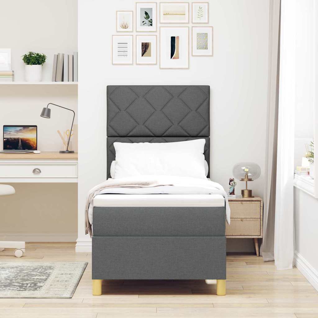 LED Box Spring Bed med hovedgærde Mørkegrå 80 x 200 cm Stof