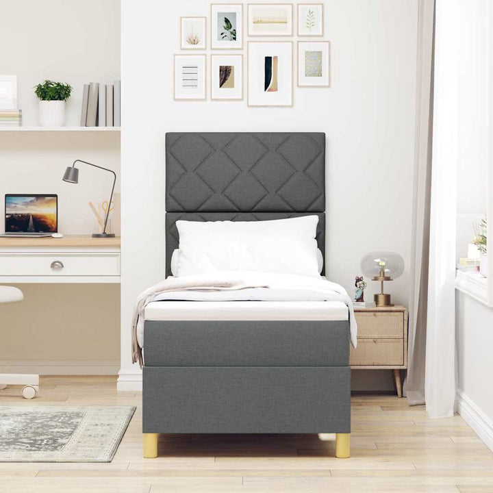 LED Box Spring Bed med hovedgærde Mørkegrå 80 x 200 cm Stof