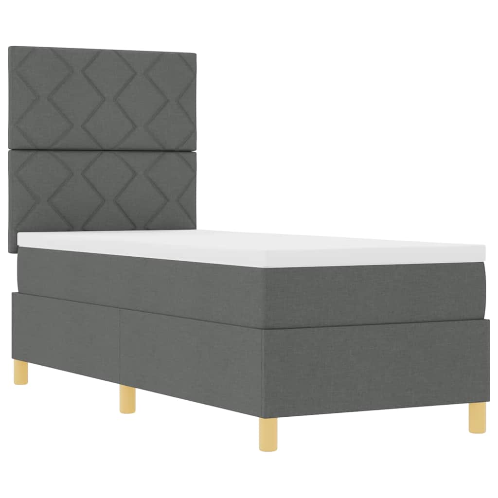LED Box Spring Bed med hovedgærde Mørkegrå 80 x 200 cm Stof