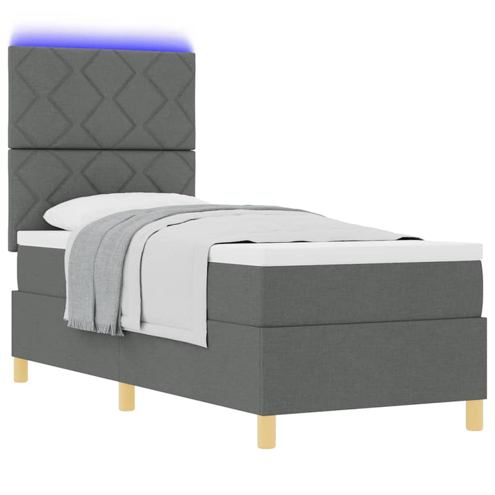 LED Box Spring Bed med hovedgærde Mørkegrå 80 x 200 cm Stof