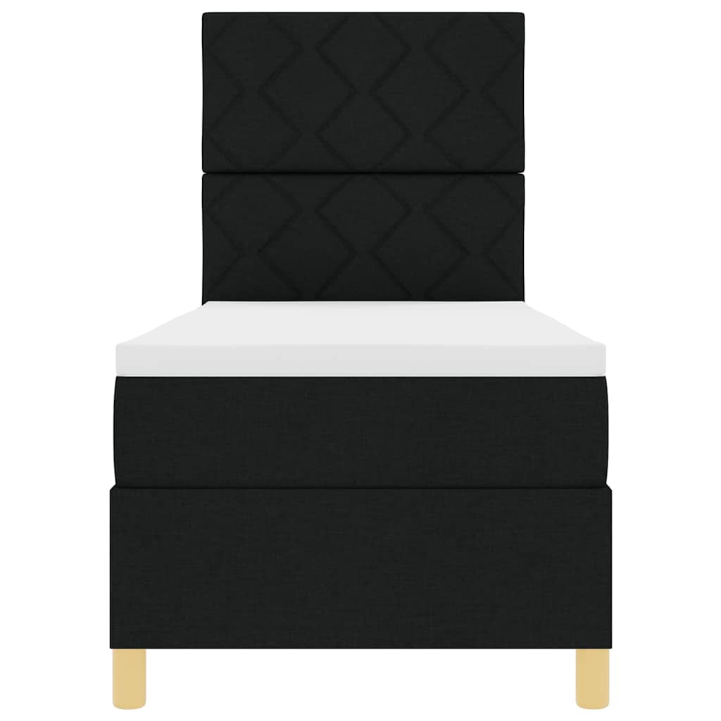LED Box Spring Bed med hovedgærde Sort 80 x 200 cm Stof