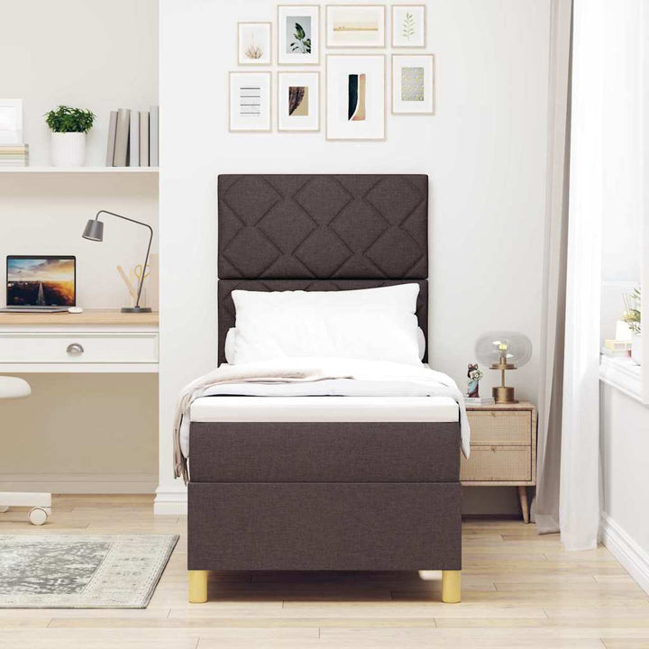 LED Box Spring Bed med hovedgærde Mørk Brun 80 x 200 cm Stof