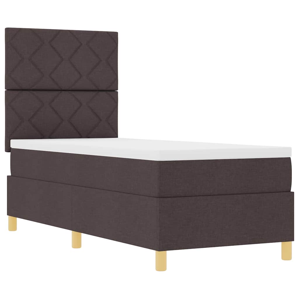 LED Box Spring Bed med hovedgærde Mørk Brun 80 x 200 cm Stof