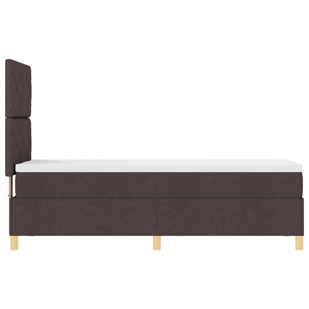 LED Box Spring Bed med hovedgærde Mørk Brun 80 x 200 cm Stof