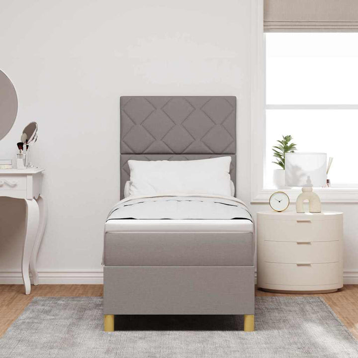 LED Box Spring Bed med hovedgærde Gråbrun 80 x 200 cm Stof
