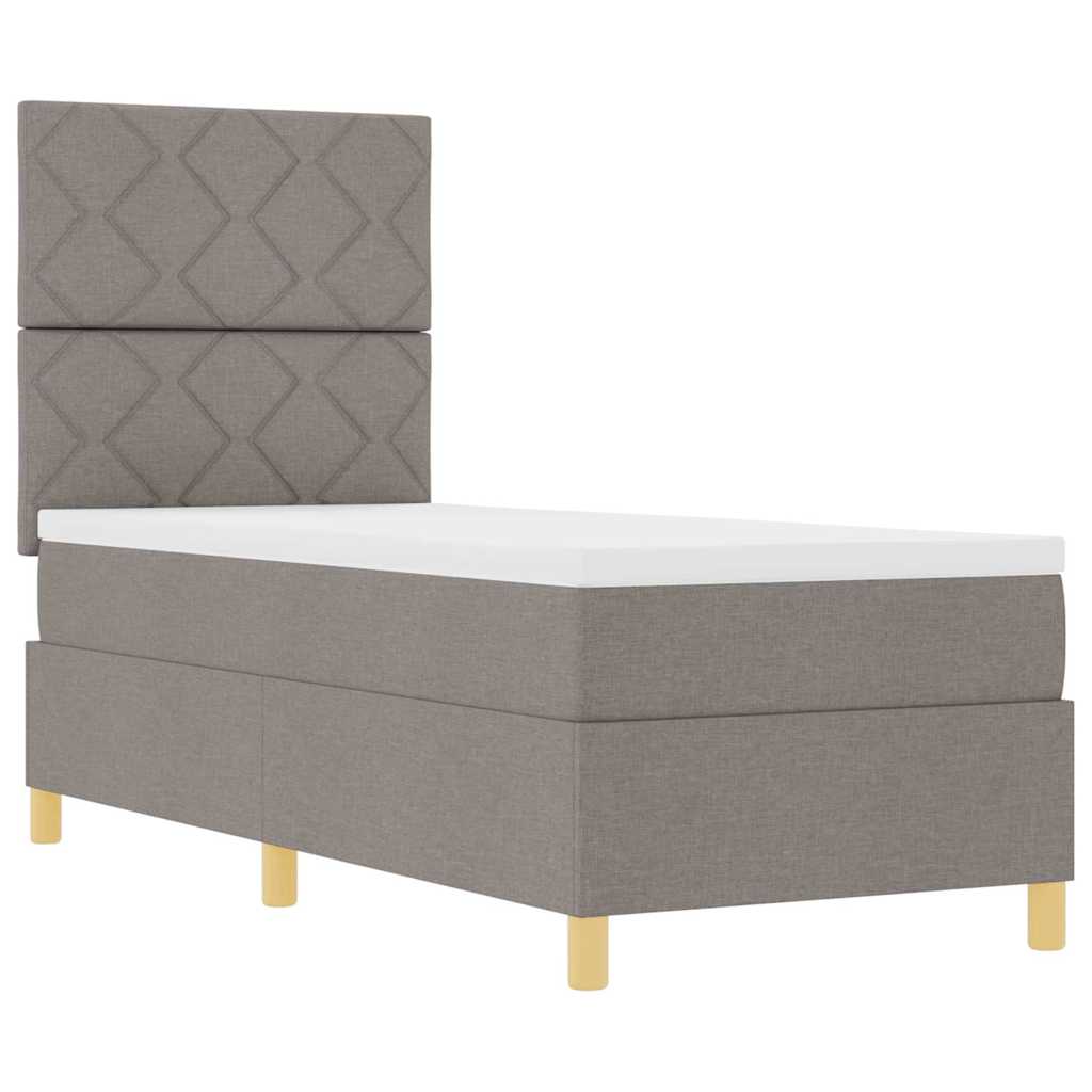 LED Box Spring Bed med hovedgærde Gråbrun 80 x 200 cm Stof