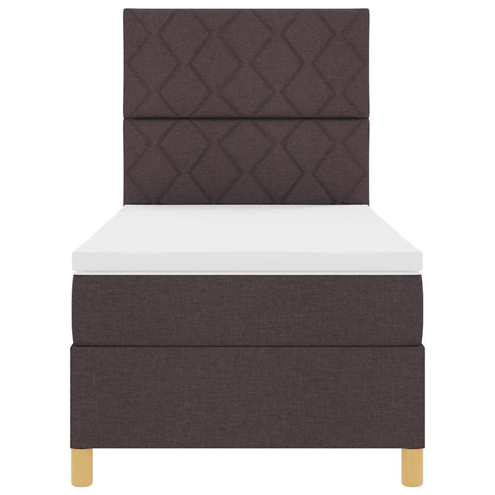 LED Box Spring Bed med hovedgærde Mørk Brun 90 x 190 cm Stof