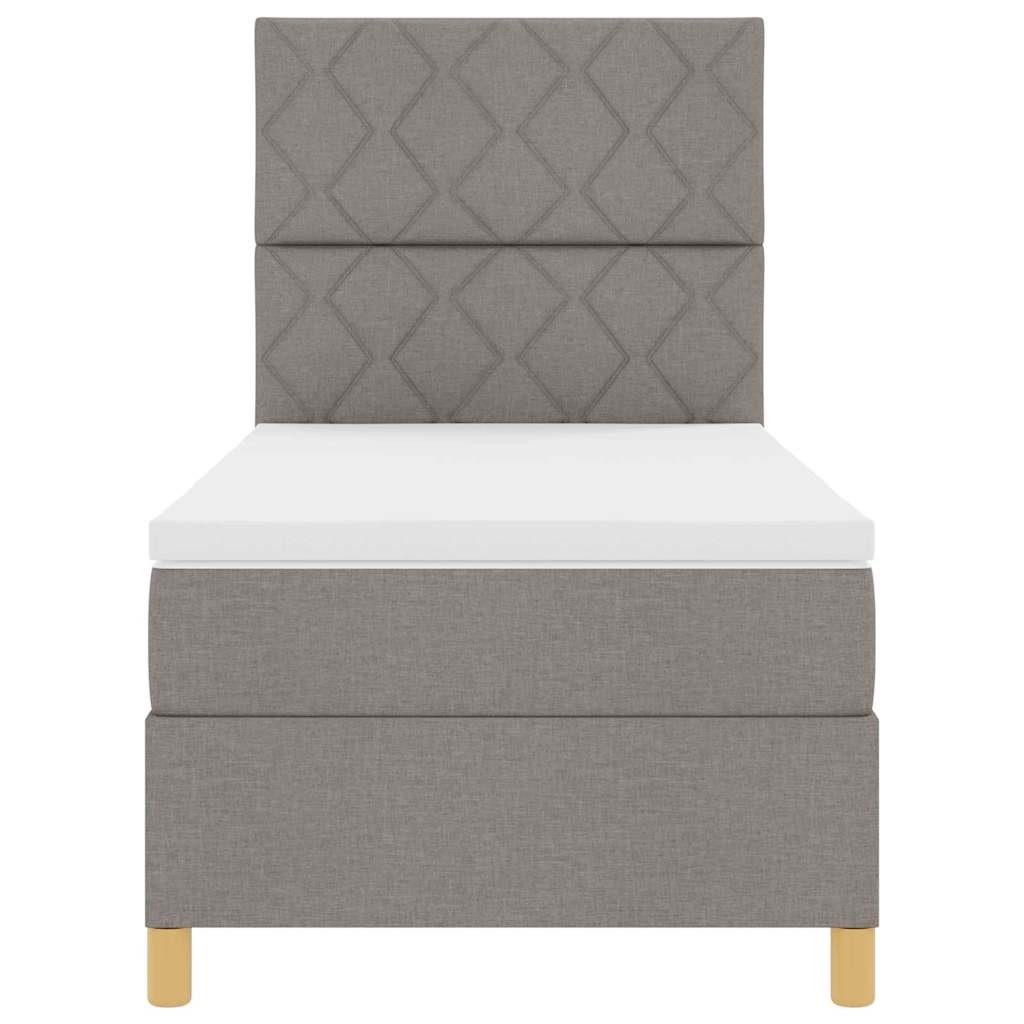 LED Box Spring Bed med hovedgærde Gråbrun 90 x 190 cm Stof