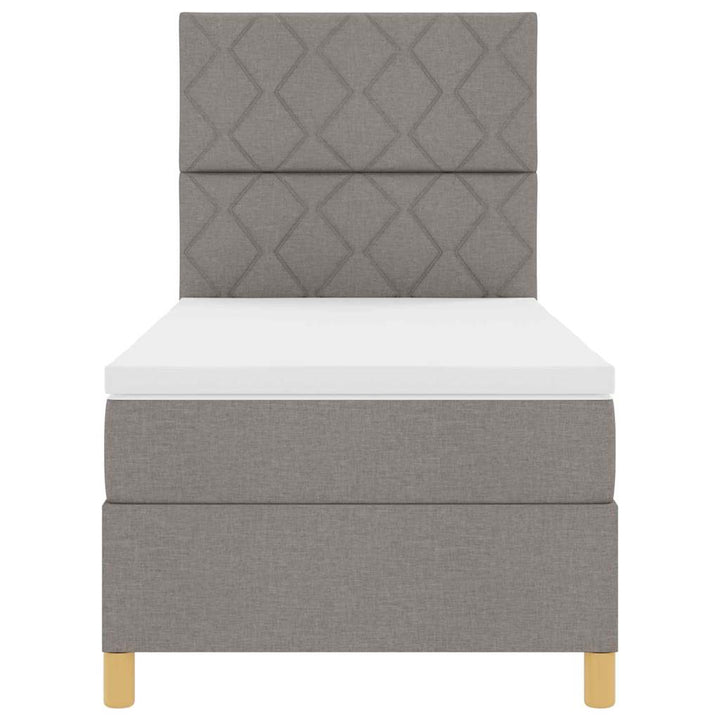 LED Box Spring Bed med hovedgærde Gråbrun 90 x 190 cm Stof