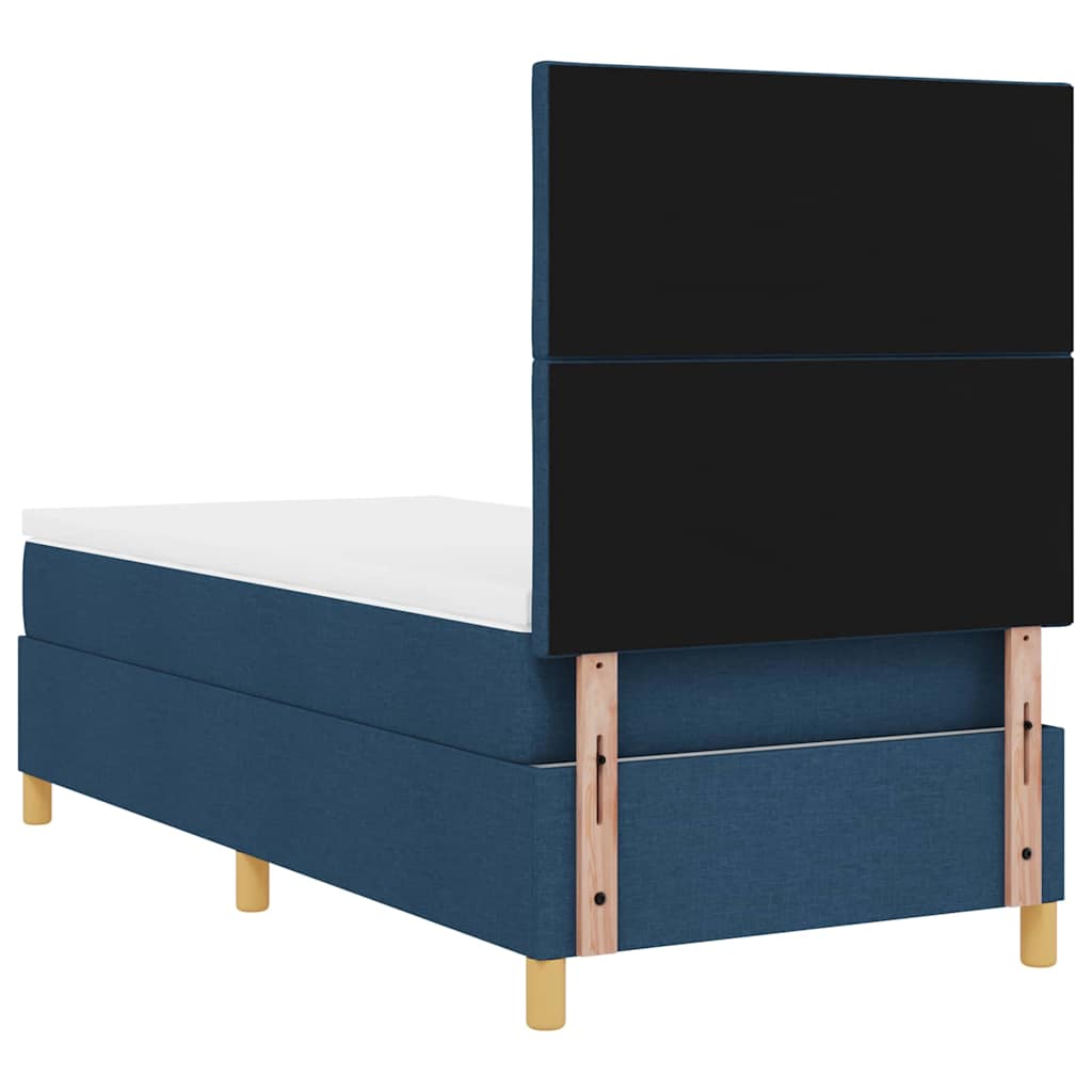LED Box Spring Bed med hovedgærde Blå 90 x 190 cm Stof