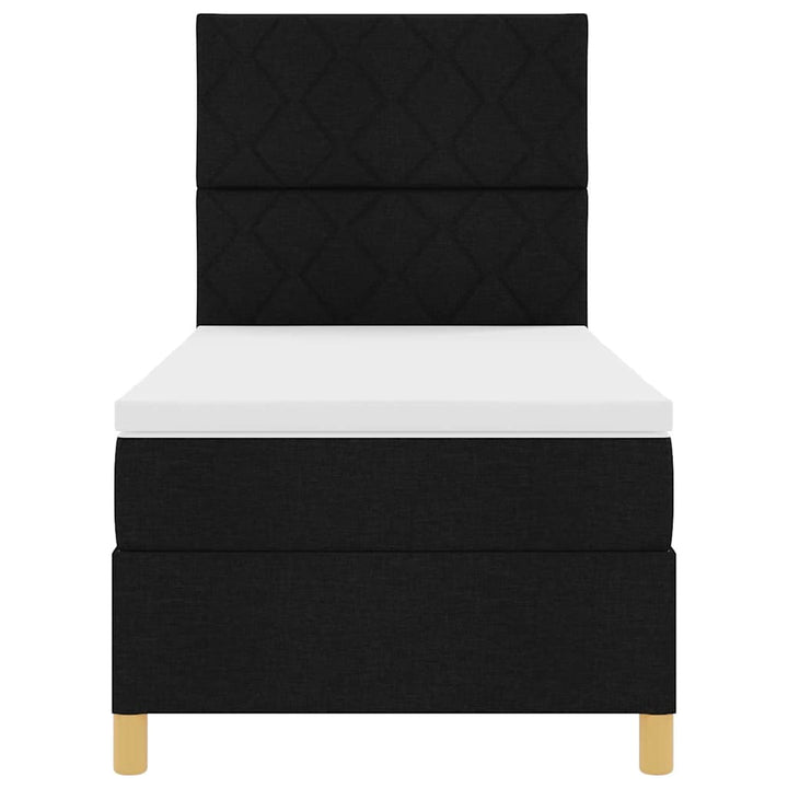 LED Box Spring Bed med hovedgærde Sort 90 x 200 cm Stof