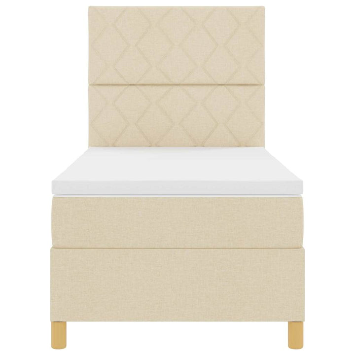 LED Box Spring Bed med hovedgærde Creme 90 x 200 cm Stof