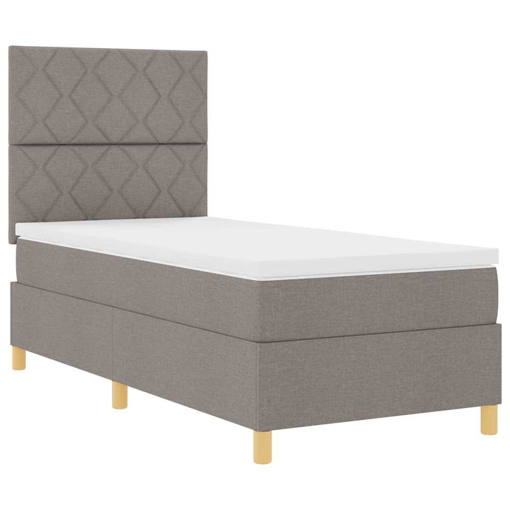 LED Box Spring Bed med hovedgærde Gråbrun 100 x 200 cm Stof