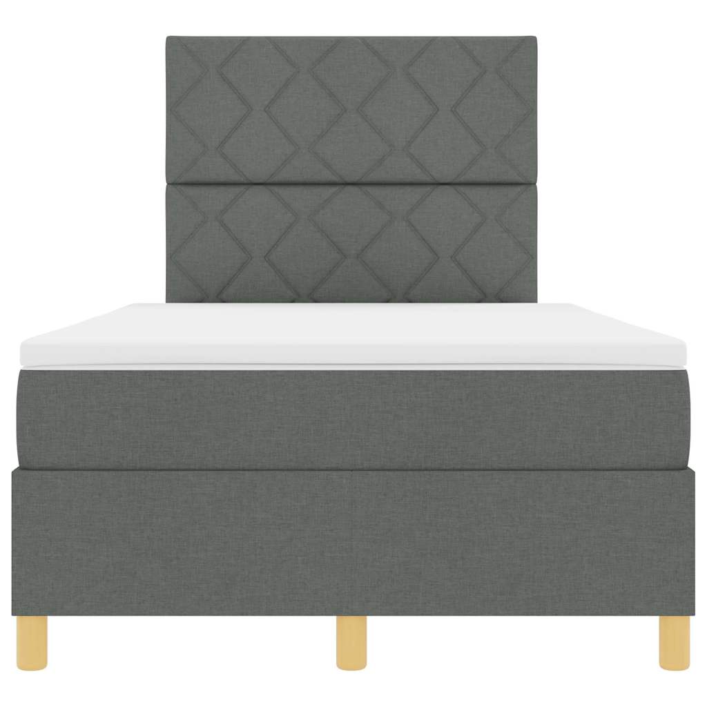 LED Box Spring Bed med hovedgærde Mørkegrå 120 x 190 cm Stof
