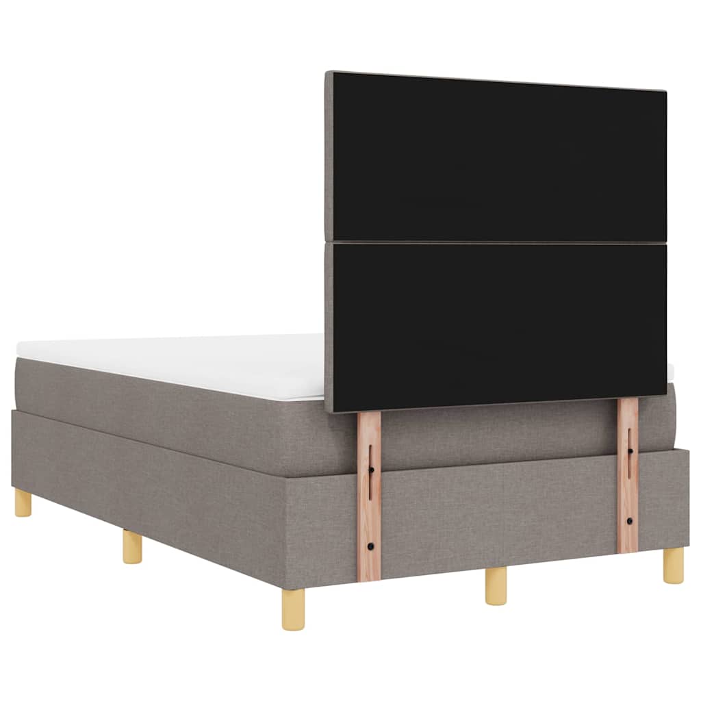LED Box Spring Bed med hovedgærde Gråbrun 120 x 190 cm Stof