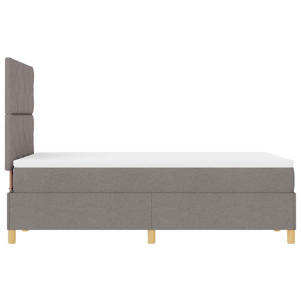 LED Box Spring Bed med hovedgærde Gråbrun 120 x 190 cm Stof