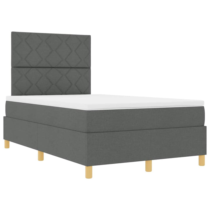 LED Box Spring Bed med hovedgærde Mørkegrå 120 x 200 cm Stof