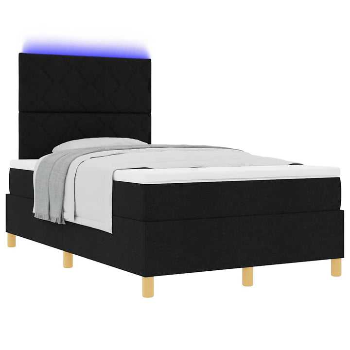 LED Box Spring Bed med hovedgærde Sort 120 x 200 cm Stof