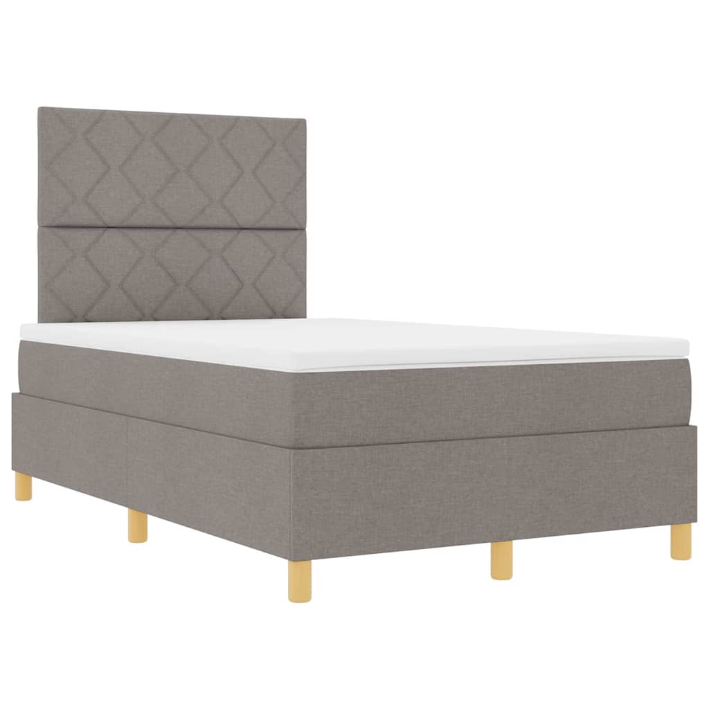 LED Box Spring Bed med hovedgærde Gråbrun 120 x 200 cm Stof