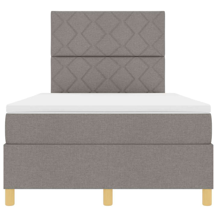 LED Box Spring Bed med hovedgærde Gråbrun 120 x 200 cm Stof