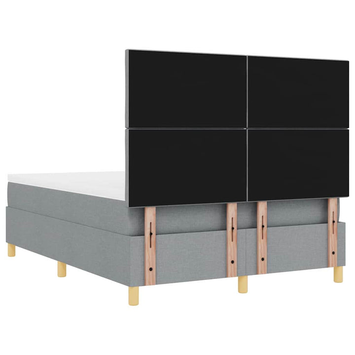 LED Box Spring Bed med hovedgærde Lysegrå 140 x 190 cm Stof