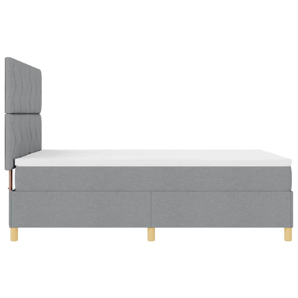 LED Box Spring Bed med hovedgærde Lysegrå 140 x 190 cm Stof