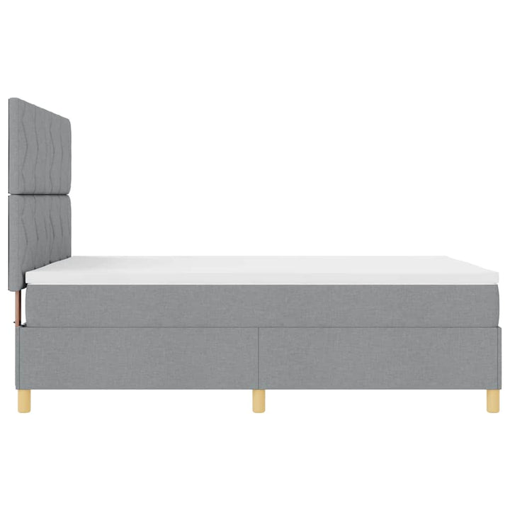 LED Box Spring Bed med hovedgærde Lysegrå 140 x 190 cm Stof