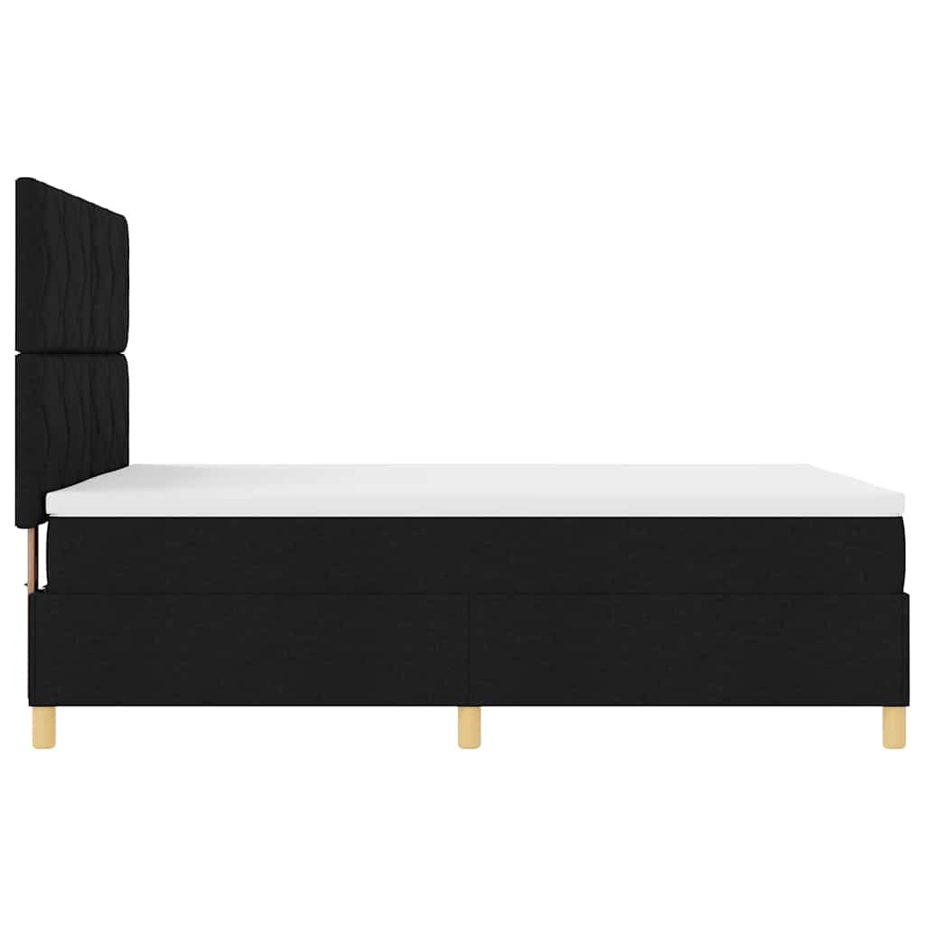 LED Box Spring Bed med hovedgærde Sort 140 x 190 cm Stof