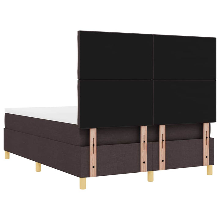 LED Box Spring Bed med madras Mørk Brun 140 x 190 cm Stof
