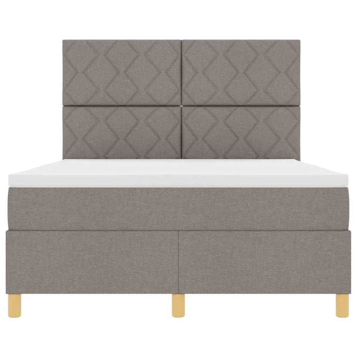 LED Box Spring Bed med hovedgærde Gråbrun 140 x 190 cm Stof