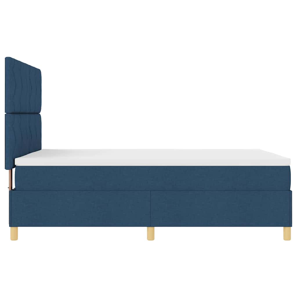 LED Box Spring Bed med hovedgærde Blå 140 x 190 cm Stof