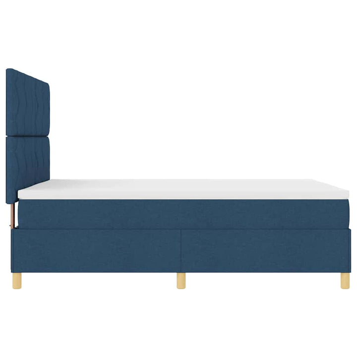 LED Box Spring Bed med hovedgærde Blå 140 x 190 cm Stof