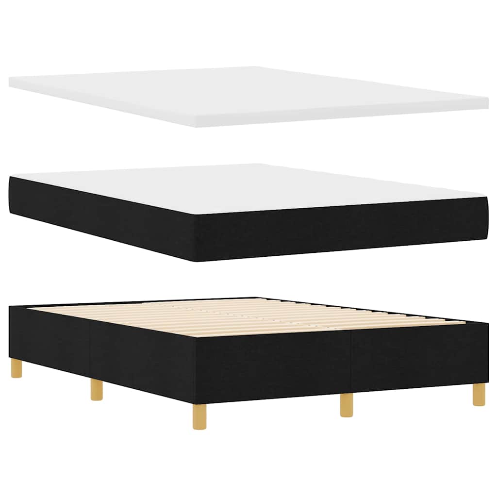 LED Box Spring Bed med hovedgærde Sort 140 x 200 cm Stof