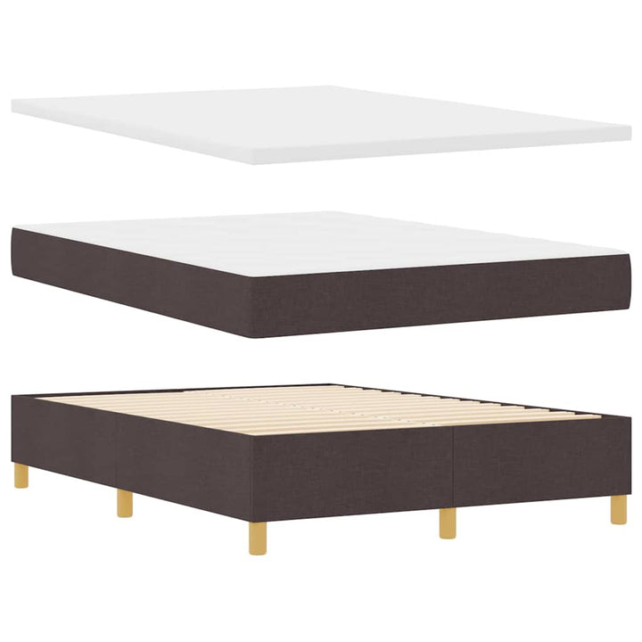 LED Box Spring Bed med hovedgærde Mørk Brun 140 x 200 cm Stof