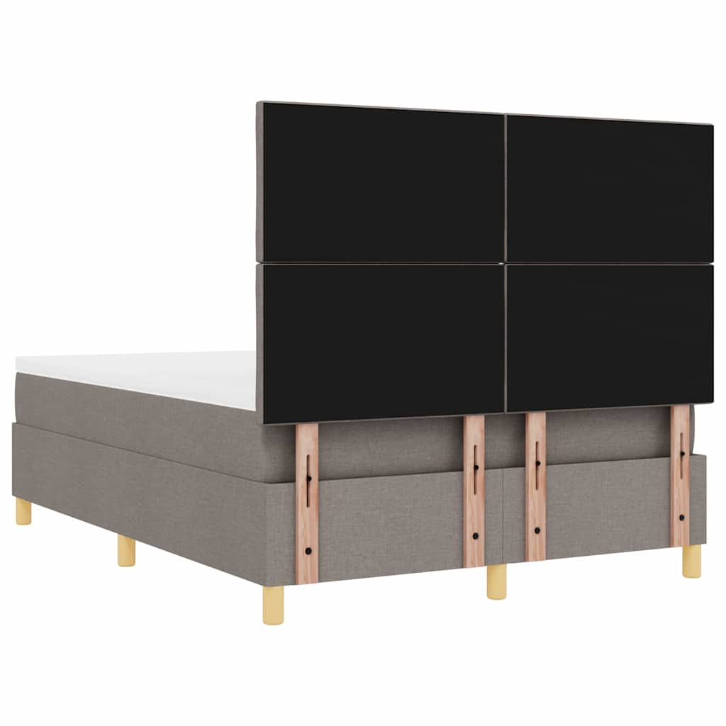 LED Box Spring Bed med hovedgærde Gråbrun 140 x 200 cm Stof