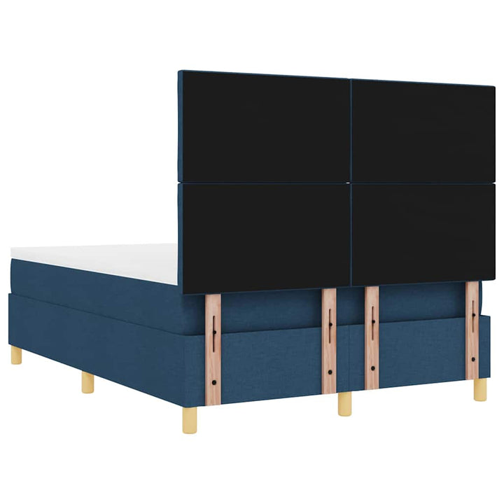 LED Box Spring Bed med hovedgærde Blå 140 x 200 cm Stof