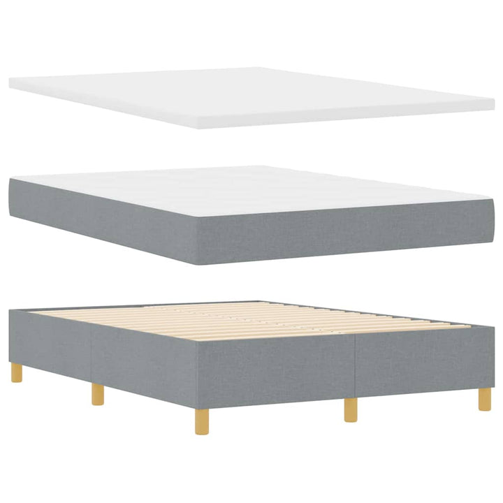 LED Box Spring Bed med hovedgærde Lysegrå 160 x 200 cm Stof