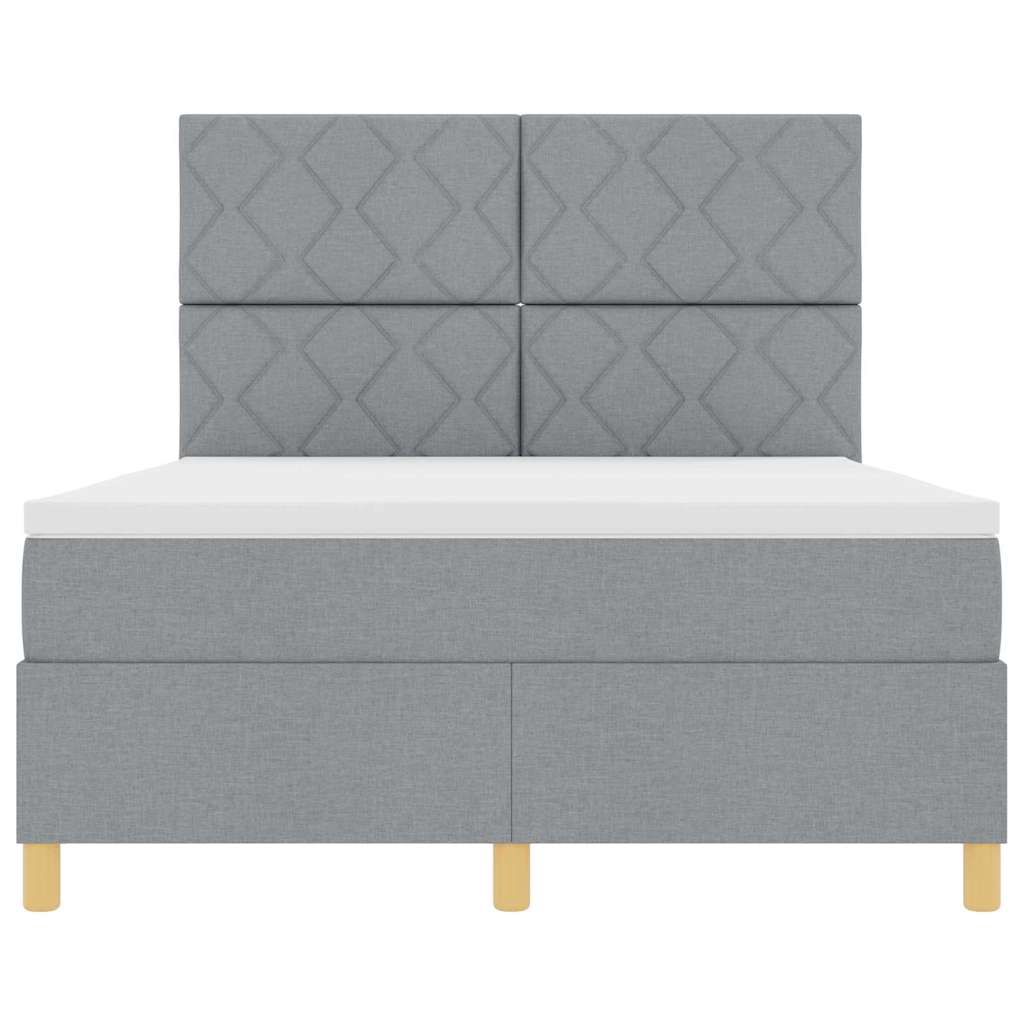 LED Box Spring Bed med hovedgærde Lysegrå 160 x 200 cm Stof