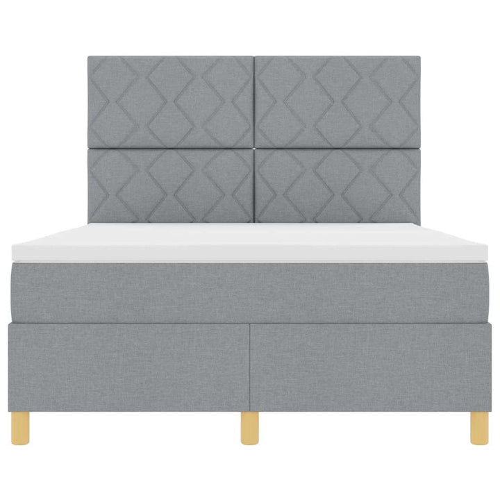 LED Box Spring Bed med hovedgærde Lysegrå 160 x 200 cm Stof