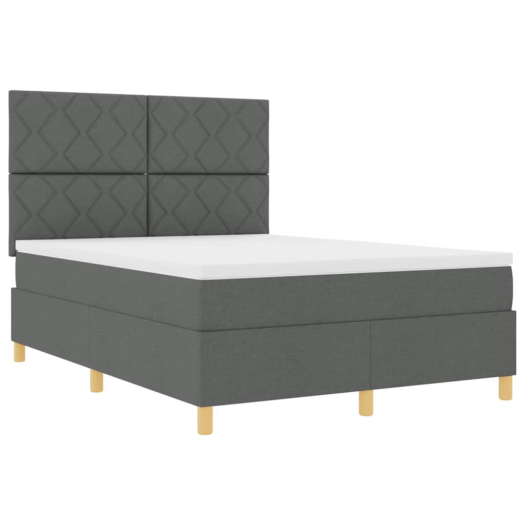 LED Box Spring Bed med hovedgærde Mørkegrå 160 x 200 cm Stof