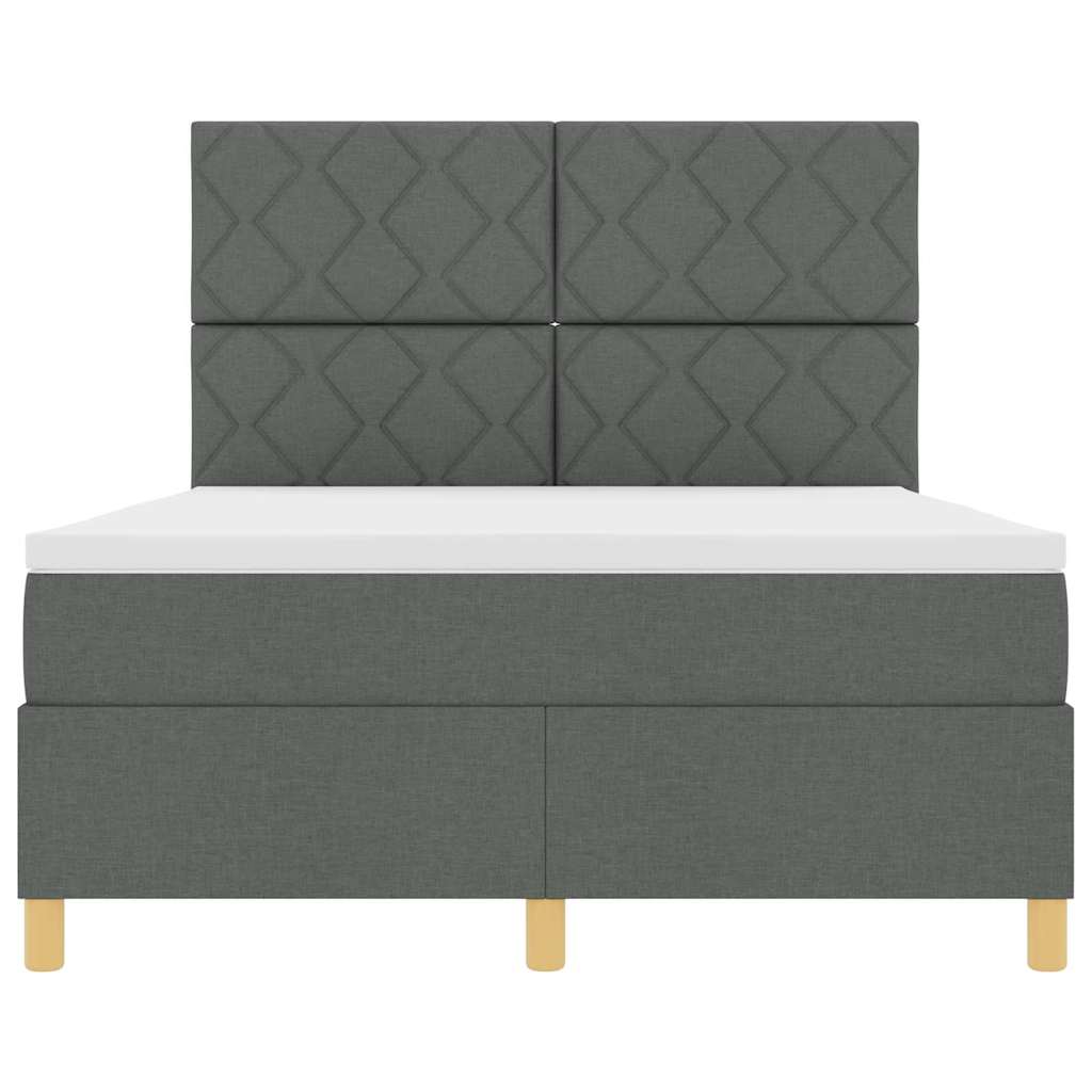 LED Box Spring Bed med hovedgærde Mørkegrå 160 x 200 cm Stof
