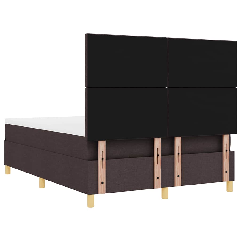 LED Box Spring Bed med hovedgærde Mørk Brun 160 x 200 cm Stof