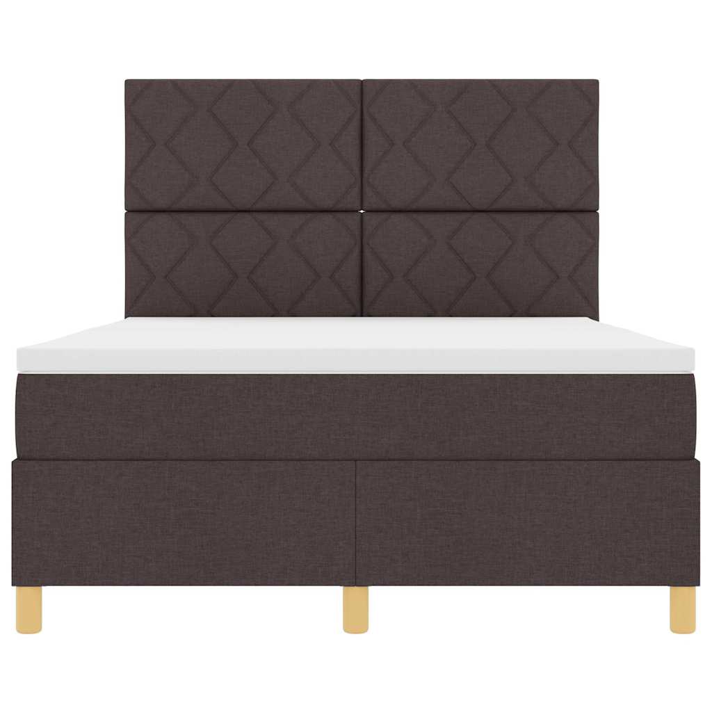 LED Box Spring Bed med hovedgærde Mørk Brun 160 x 200 cm Stof