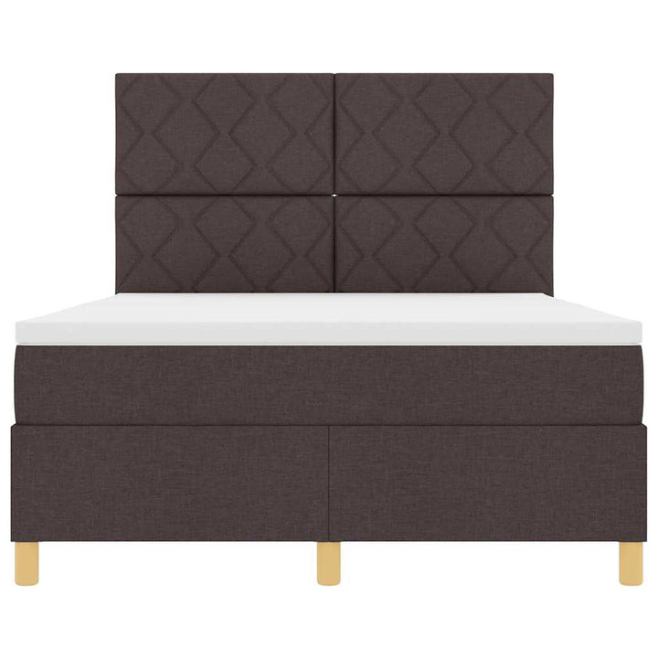 LED Box Spring Bed med hovedgærde Mørk Brun 160 x 200 cm Stof