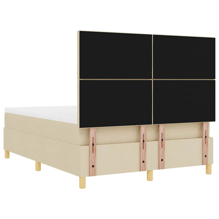 LED Box Spring Bed med hovedgærde Creme 160 x 200 cm Stof